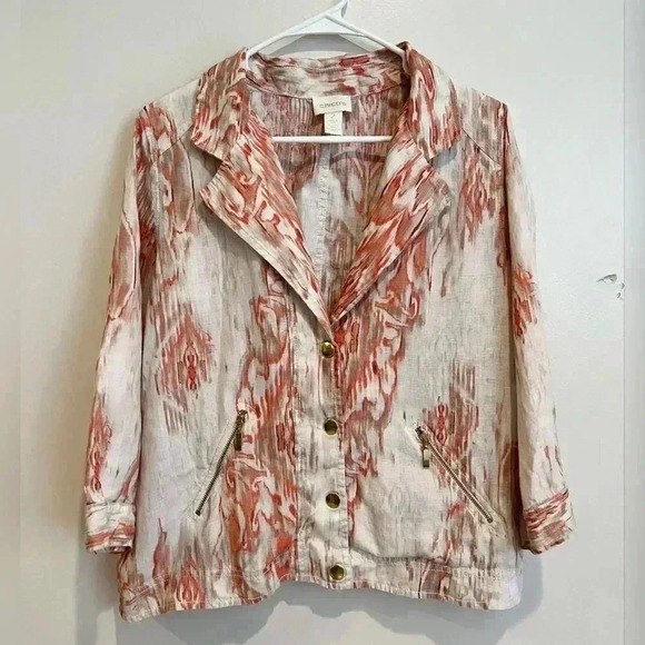 Chico’s Watercolor Linen 3/4 Jacket - Picture 1 of 6